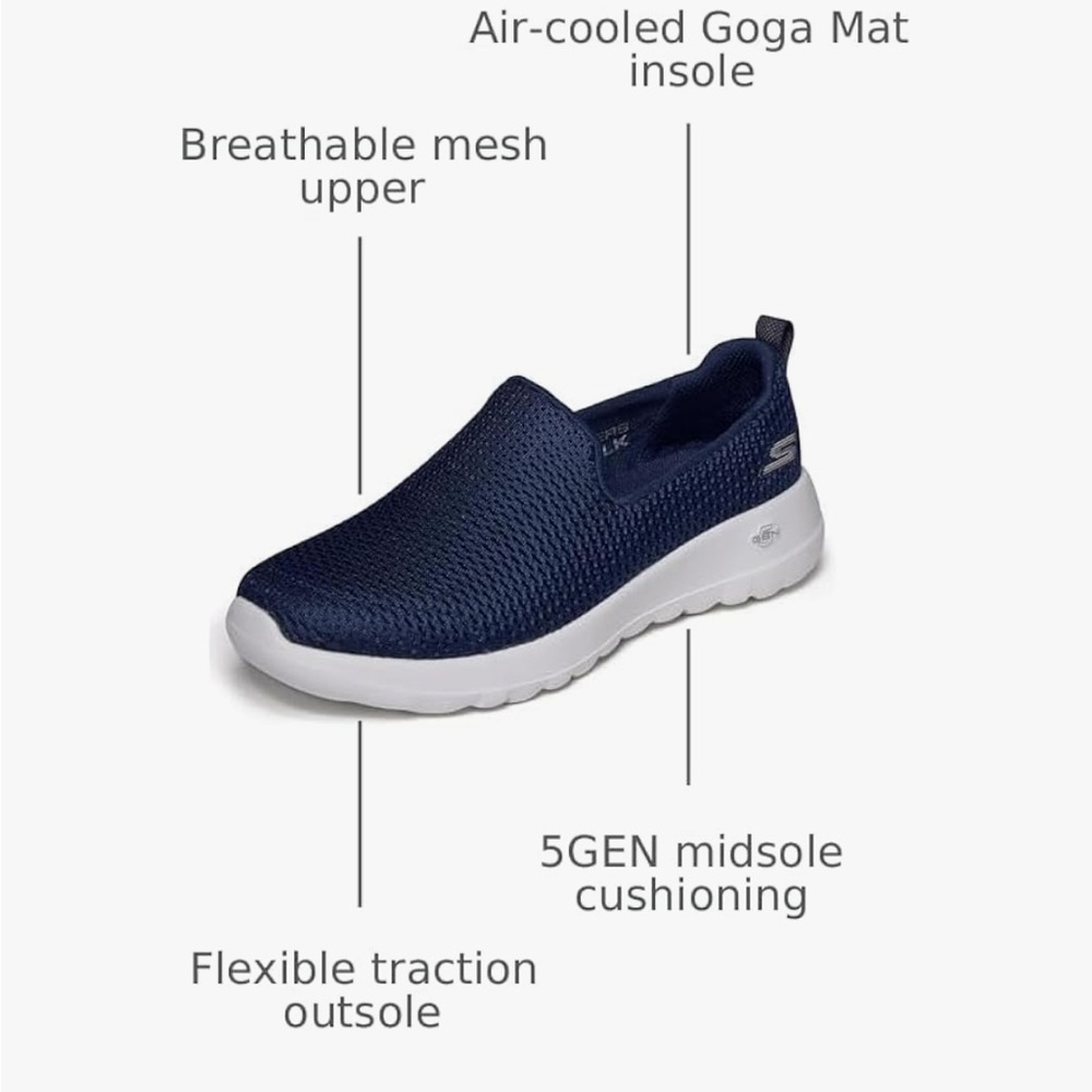 Skechers Slip-On Knit Sneakers in Navy and White - Picture 2 of 11